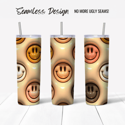 Smiley Face 3D Puff Tumbler Wrap Design (Digital File)
