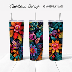 Native Flowers Tumbler Wrap Design (Digital File)