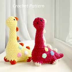 Crochet PATTERN Plush Dinosaur Brontosaurus - Dino Amigurumi Digital Patter Tutorial PDF
