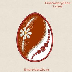 Easter egg applique machine embroidery design, egg applique with decor in the hoop embroidery pattern 001, eggs ith, app