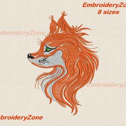 Fox embroidery design, red fox machine embroidery pattern , wild cat embroidery designs, wild animal, 7 sizes