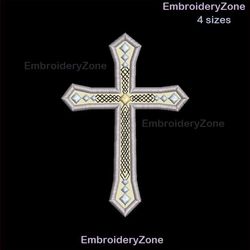 Gothic cross applique embroidery design, religious cross embroidery pattern, celtic cross machine embroidery, small reli
