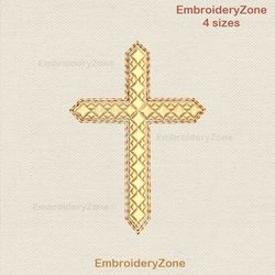 Cross diamonds embroidery design, religious cross embroidery pattern, cross machine embroidery small cross, 4 sizes