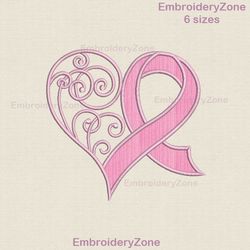 Applique pink ribbon heart embroidery design Breast cancer awareness pink ribbon hearts pattern embroidery designs. 6 si