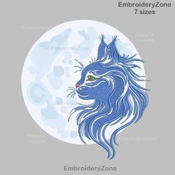 royal cat embroidery design, blue cat embroidery, cat embroidery pattern, animal embroidry, kitty designs, 7 sizes