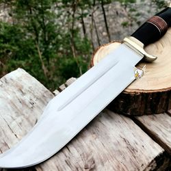 Custom Handmade Damascus Steel Bowie Knife Crocodile Knife With Leather Handle