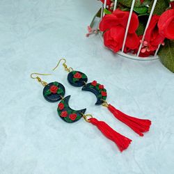 Earrings made of polymer clay. Red earrings. Handmade jewelry.