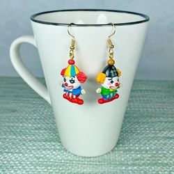 Clown earrings. Handmade jewelry.