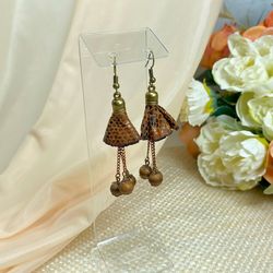 Handmade earrings with wooden beads.