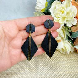 Handmade matte black earrings.