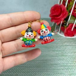 Clown earrings. Handmade jewelry.Interesting handmade earrings.