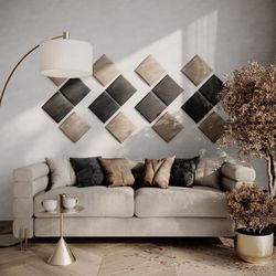 upholstered soft decorative wall art acoustic headboard panels | echo reducing sound absorbing and soundproofing tiles |