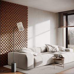 18 pack - acoustic slat wood wall stripes panels zarina | 20''x2.36''x2.1" | wall decor | wooden decorative panels