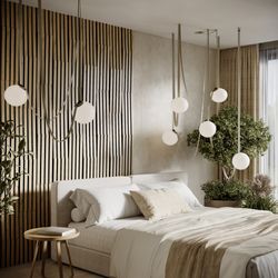 20 pack - acoustic slat wood wall stripes panels loza-5 | strip width 2"(5cm) | wall decor | wooden decorative panels