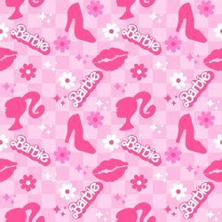 Barbie Pink CW Fabric with Pink Shoes, Flowers & Barbie Name, 58in Width, BTY