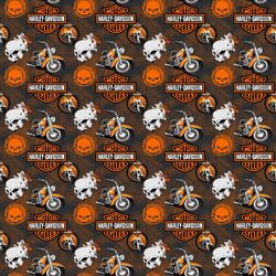 Harley Davidson Motorcycle-Skull-Logo Cotton Fabric by the 1/2 Yard, 58in Width, BTHY