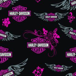 Harley Davidson Pink-Grey-Black Cotton Weight Fabric, 58in Width, BTHY