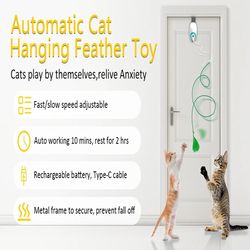 Automated Cat Toy String with Electric Motor - Interactive Kitten Game Hanging Door Teaser, Random Swinging Cat Catcher
