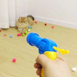 Engaging Cat Training Toy Set - Innovative Mini Pompom Games, Stretch Plush Ball, Interactive Launch Toys for Kittens -