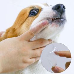 Soft Finger Pet Toothbrush - Teddy Dog & Cat Dental Care Tool, Breath and Tartar Control, Silica Gel Bristles