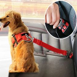 Adjustable Pet Car Seat Belt - Safety Harness for Cats and Dogs, Secure Vehicle Restraint, Dog Collar Accessory for Trav