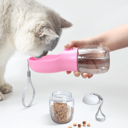 Portable Food Grade Material Dog Cat Travel Pet Water Cup Bottle with Food Dispenser