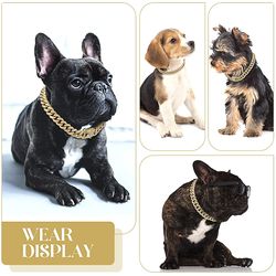 Luxury Gold Dog Chain Collar Cuban Chain Link Choke Collar for Small Medium Large Dogs Cats Pet Jewelry Necklace