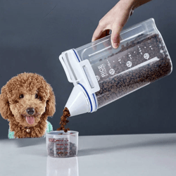Dog Cat Food Pail Plastic Storage Tank with Measuring Cup Container