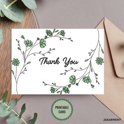 Flower Spiral Thank You Card - DIGITAL Download - Printable Thank You Greeting Card - Digital Thank You Card