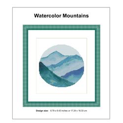 mountains cross stitch pattern modern nature xstitch chart watercolor full coverage abstract silhouette cross stitch