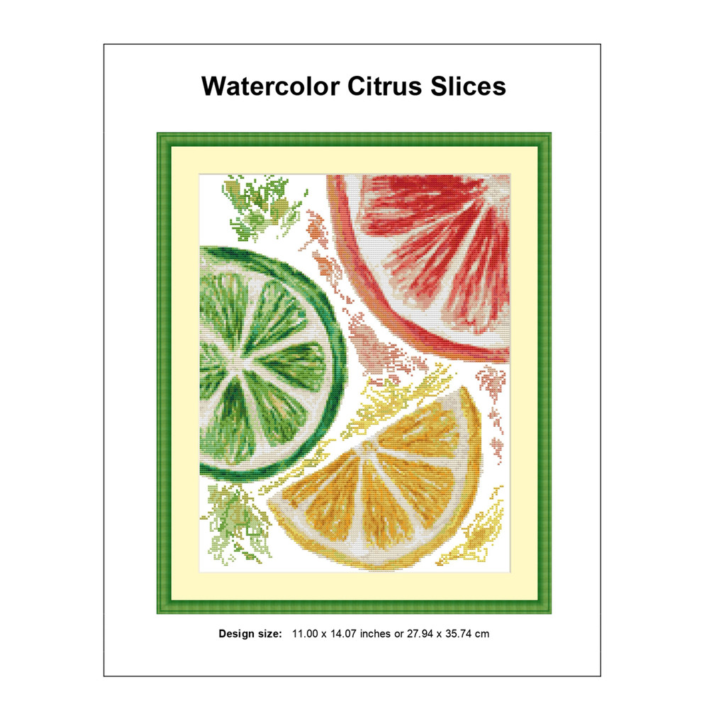Citrus Cross Stitch Pattern Modern Lemon Xstitch Chart Watercolor Fruits Cross Stitch Lime Grapefruit Slice PDF 1