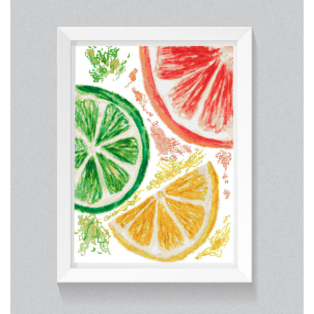 Citrus Cross Stitch Pattern Modern Lemon Xstitch Chart Watercolor Fruits Cross Stitch Lime Grapefruit Slice PDF 0