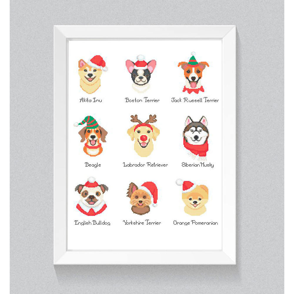 Christmas Ornament Cross Stitch Pattern Dog Modern Cross Stitch Pattern Christmas Dog Cross Stitch Card Dog Ornament 0