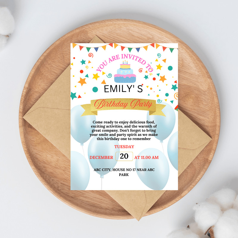 Birthday Invitation Birthday E Card Digital Download Editable Template 0