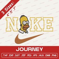 nike homer simpson embroidery - tap, exp, dts, jep embroidery design, instant download