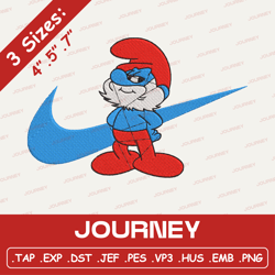 nike papa smurf embroidery - tap, exp, dts, jef embroidery design, instant download