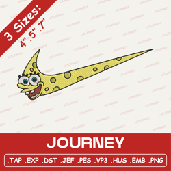 spongebob squarepants and nike swoosh logo mashup embroidery - tap, exp, dts, jef embroidery design, instant download