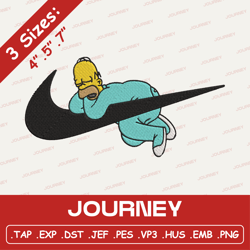 nike homer simpson embroidery - tap, exp, dts, jef embroidery design, instant download