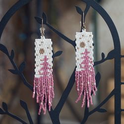 picture of pine trees pink pine japanese bead and sterling silver earrings a fusion of elegance and nature