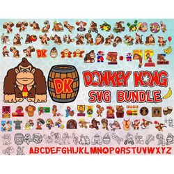 180 donkey kong svg bundle, donkey kong clipart bundle, donkey kong png, mario svg, png, dxf, donkey kong svg for cricut