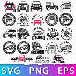 Jeep SVG Bundle, Jeep SVG, Jeep Silhouette, Jeep SVG For Cricut, Jeep Wrangler SVG