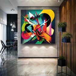 abstract canvas art, colorful wall decor, living room wall decor, roll up canvas, stretched canvas art, framed wall art