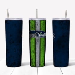 Seattle Seahawks Grunge Tumbler wrap, Sport tumbler, Straight Design 20oz Skinny Tumbler, PNG File Download