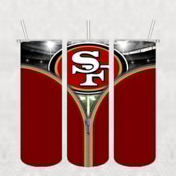 San Francisco 49ers Zipper Tumbler wrap, Sport tumbler, Straight Design 20oz Skinny Tumbler, PNG File Download