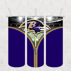 Baltimore Ravens Zipper Tumbler PNG, Sport tumbler, Straight Design 20oz Skinny Tumbler, PNG File Download