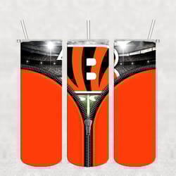 Cincinnati Bengals Zipper Tumbler PNG, Sport tumbler, Straight Design 20oz Skinny Tumbler, PNG File Download