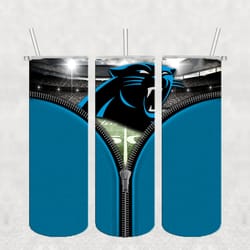 Carolina Panthers Zipper Tumbler PNG, Sport tumbler, Straight Design 20oz Skinny Tumbler, PNG File Download
