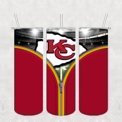 KC Chiefs Zipper Tumbler PNG, Sport tumbler, Straight Design 20oz Skinny Tumbler, PNG File Download