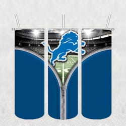 Detroit Lions Zipper Tumbler wrap, Sport tumbler, Straight Design 20oz Skinny Tumbler, PNG File Download