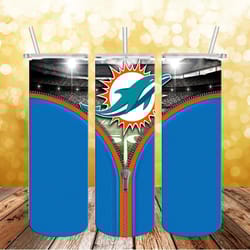 Miami Dolphins Zipper Tumbler wrap, Sport tumbler, Straight Design 20oz Skinny Tumbler, PNG File Download